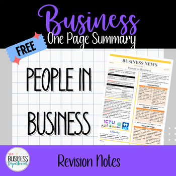 Preview of FREE Business Revision | People in Business, Stakeholders, Relationships