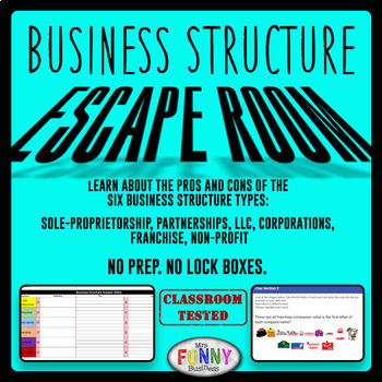 Preview of Business Structures Escape Room