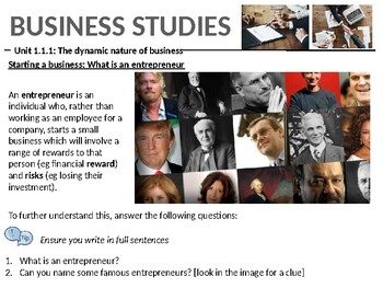 Preview of Business Studies: The dynamic nature of busin