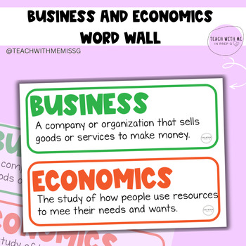 Preview of Business and Economics Word Wall