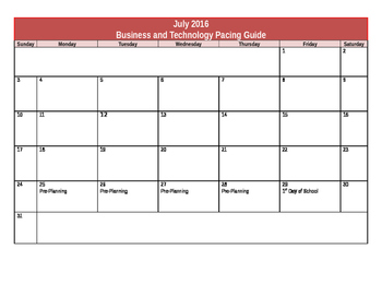 Preview of Business and Technology Course Pacing Guide