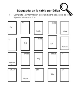 Preview of Búsqueda en la tabla periódica