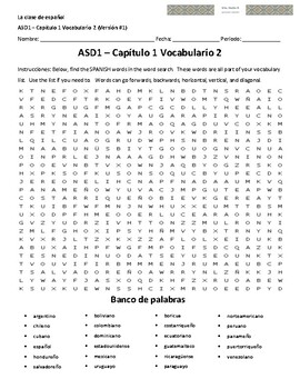 Preview of Búsqueda y Crucigrama: ASD1 - Capítulo 1 Vocabulario 2