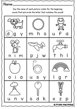 alphabet game and worksheets for kindergarten by from the pond tpt