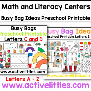 Preview of Math and Literacy Centers Letter A - Letter Z Busy Bag Preschool Pre-K