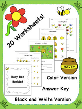 Preview of Busy Bee Booklet {Packet of 20 Worksheets!}