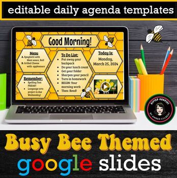 Preview of Busy Bee Daily Agenda | Editable Morning Meeting Google Slides Templates