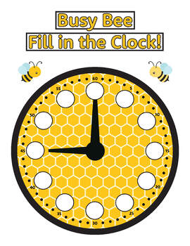 busy bee fill in the clock worksheet first and second grade tpt