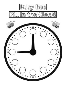 busy bee fill in the clock worksheet first and second grade tpt