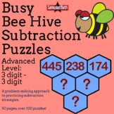 Busy Bee Hive Subtraction Practice - Advanced - Three Digi