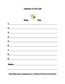 Preview of Busy Bee Teacher To-Do List