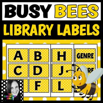 Preview of Busy Bees Classroom Decor Editable Library Levels and Genres