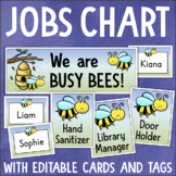 Editable Classroom Job Cards Chart BUSY BEE Student Class 