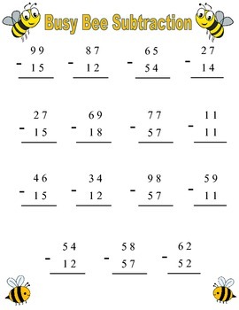 Busy Bees Double Digit Addition and Subtraction by Master 1st Grade