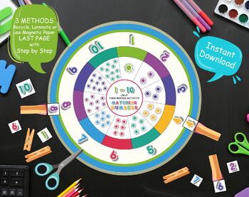 Preview of Busy Binder Activity Kids Number 1-10 Matching Wheel Game, Fine Motor