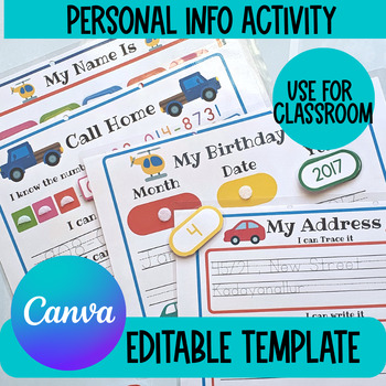 Preview of Busy Binder Activity, Personal Information template, All About me activity