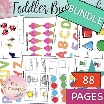 Busy Book Binder BUNDLE - 88 PAGES COLORFUL Matching Activities for ...