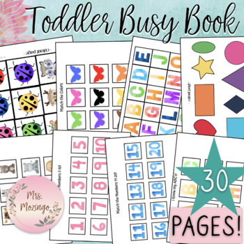 Busy Book Binder BUNDLE - 88 PAGES COLORFUL Matching Activities for ...