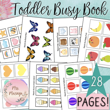 Busy Book Binder BUNDLE - 88 PAGES COLORFUL Matching Activities for ...