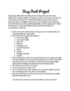 Preview of Busy Book Preschool Project - Intro to Early Childhood Education