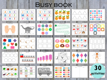 Busy Books For Toddlers, Toddler Learning Folder, Pre K Busy Book PDF,  Printable Toddler Busy Binder, Preschool Activity Binder