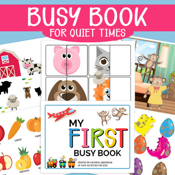 Busy Book Printable Pack for Toddlers, Toddler Learning Folder, Quiet Book