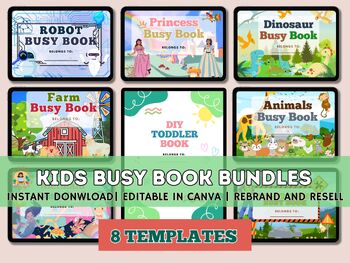 Preview of Busy Books for Kids Bundle | 8 Templates Included | Editable in Canva