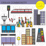 Busy City: Urban Community Clip Art by PGP Graphics *b&w i