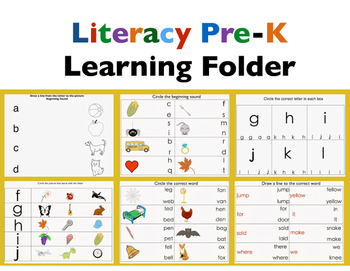 Preview of Literacy Preschool-kindergarten Learning Folder