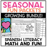Seasonal Packets Spanish Reading Comprehension Math Vocabu