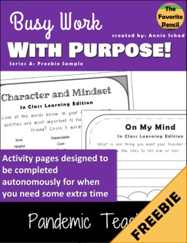 Preview of Busy Work with Purpose during Pandemic Teaching: Series A, FREEBIE Sample
