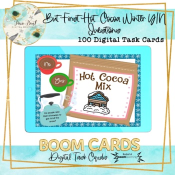 Preview of But First Hot Cocoa Winter Yes No Questions BOOM Cards – Speech Therapy Distance