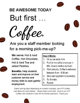 Preview of But first Coffee Poster, Promote your coffee cart