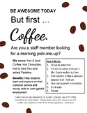 But first Coffee Poster, Promote your coffee cart