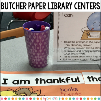 Preview of Butcher Paper Library Centers Stations Activities for Whole School Year