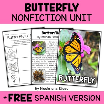 Preview of Butterfly Activities Nonfiction Unit + FREE Spanish