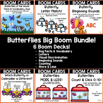 Preview of Butterflies Big Boom Bundle!  7 Bug-Themed Boom Cards Decks/Distance Learning