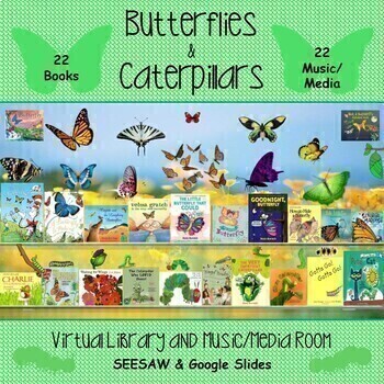 Preview of Butterflies & Caterpillars Digital Library & Music/MediaRoom-SEESAW/GoogleSlides