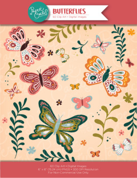 Preview of Butterflies Clipart - Instant Download