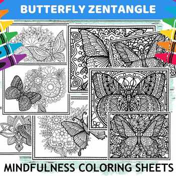 Preview of Butterflies Coloring Pages ,Zentangle Spring Activity