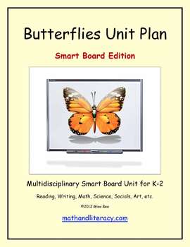 Preview of "Butterflies" Common Core Aligned Math and Literacy Unit - SMARTBOARD EDITION