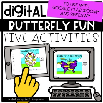 Preview of Butterflies Distance Learning Digital Activities for Google Classroom™ & Seesaw™