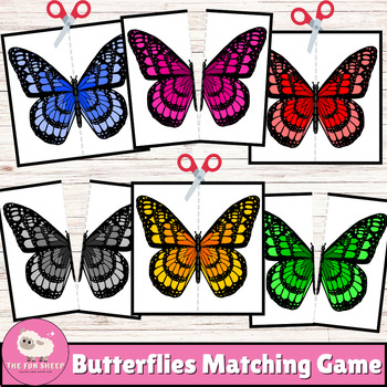 Preview of Butterflies Matching Game | Insects Matching Craft Activity - Symmetry Puzzles