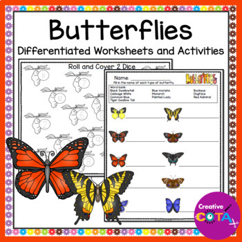 Preview of Occupational Therapy Butterflies Literacy Math & Writing Worksheets & Activities