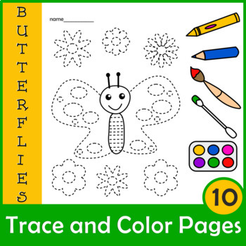 Preview of Butterflies Prewriting Activity Packet with Trace & Color Pages, End of the Year