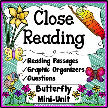 Preview of Butterflies Reading Comprehension Passage & Questions 3rd Grade Close Reading