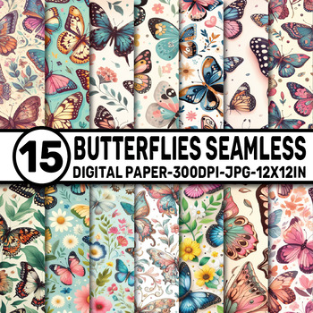 Preview of Butterflies Seamless Digital Paper