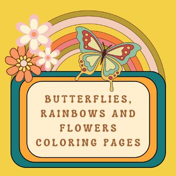 Preview of rainbows and butterflies coloring pages