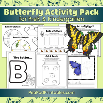 Butterfly Activity Pack for PreK & Kindergarten by Pea Pod Printables