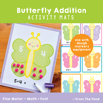 Preview of Butterfly Addition Activities Playdough Mats